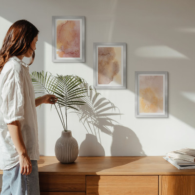 Bilderwand Warme Aquarellfarben auf Leinwand, farbenfrohe Texturen