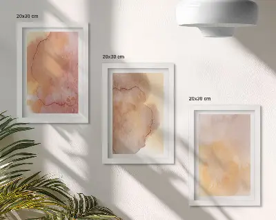 Bilderwand warme Aquarellfarben auf Leinwand mit farbenfrohen Texturen
