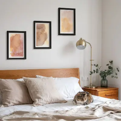 Bilderwand warme Aquarellfarben auf Leinwand mit farbenfrohen Texturen