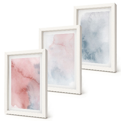 Bilderset mit rahmen Pastellfarbene Aquarelle auf Leinwand, farbenfrohe Texturen