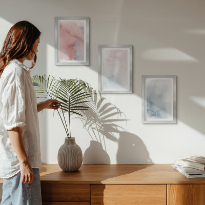 Bilderset mit rahmen Pastellfarbene Aquarelle auf Leinwand, farbenfrohe Texturen
