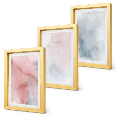 Bilderset mit rahmen Pastellfarbene Aquarelle auf Leinwand, farbenfrohe Texturen