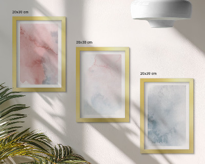 Bilderset mit rahmen Pastellfarbene Aquarelle auf Leinwand, farbenfrohe Texturen