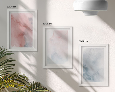 Bilderset mit rahmen Pastellfarbene Aquarelle auf Leinwand, farbenfrohe Texturen