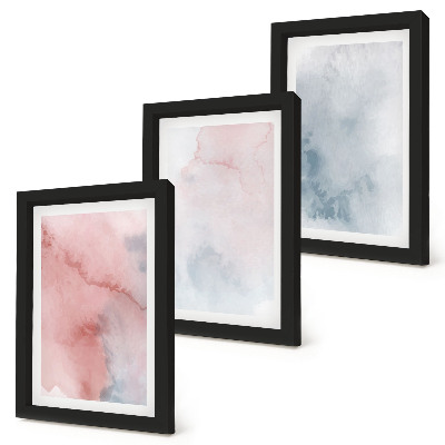 Bilderset mit rahmen Pastellfarbene Aquarelle auf Leinwand, farbenfrohe Texturen