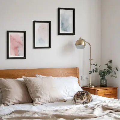 Bilderset mit Rahmen pastellfarbene Aquarelle auf Leinwand mit farbenfrohen Texturen