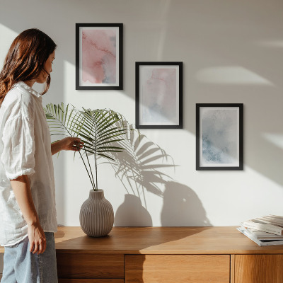 Bilderset mit rahmen Pastellfarbene Aquarelle auf Leinwand, farbenfrohe Texturen