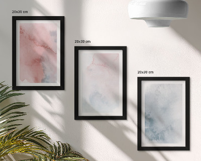 Bilderset mit rahmen Pastellfarbene Aquarelle auf Leinwand, farbenfrohe Texturen