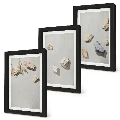 Bilderwand minimalistische Dekoration mit Boho-Strandsteinen