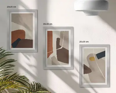Bilderset mit Rahmen abstrakte Boho-Malereiformen in modernem Design
