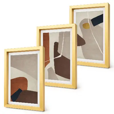 Bilderset mit Rahmen abstrakte Boho-Malereiformen in modernem Design