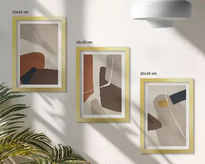Bilderset mit Rahmen abstrakte Boho-Malereiformen in modernem Design