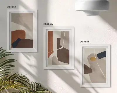 Bilderset mit Rahmen abstrakte Boho-Malereiformen in modernem Design