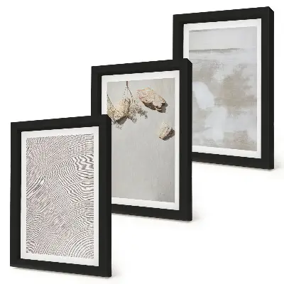 Bilderset mit Rahmen sand, steine und abgenutzte texturen im Boho-Stil