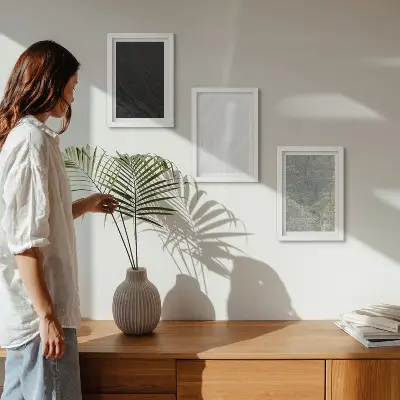 Bilderwand mit eleganten Steinstrukturen in verschiedenen Farben