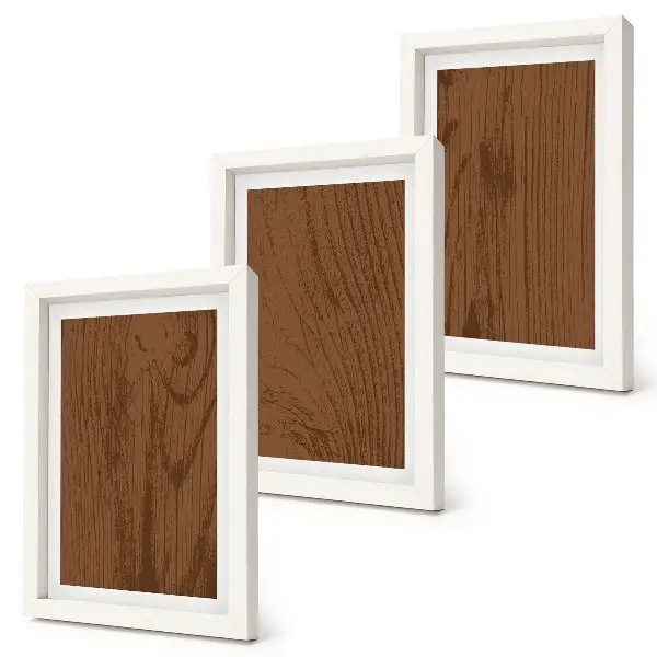 Bilderset mit Rahmen mit Holzmaserung und Baumrindenstruktur im minimalistischen Stil
