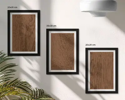 Bilderset mit Rahmen mit Holzmaserung und Baumrindenstruktur im minimalistischen Stil