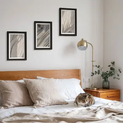 Fotowand mit Nahaufnahme von natürlichen Stoffstrukturen im Boho-Stil