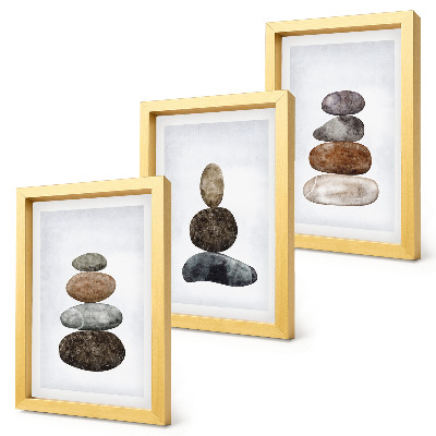 Bilderwand minimalistisches Boho-Gemälde mit Steinstapeln