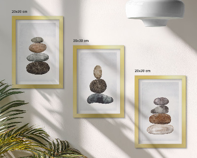 Bilderwand minimalistisches Boho-Gemälde mit Steinstapeln