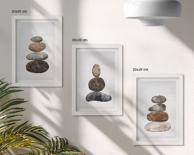 Bilderwand minimalistisches Boho-Gemälde mit Steinstapeln