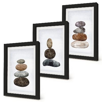 Bilderwand minimalistisches Boho-Gemälde mit Steinstapeln