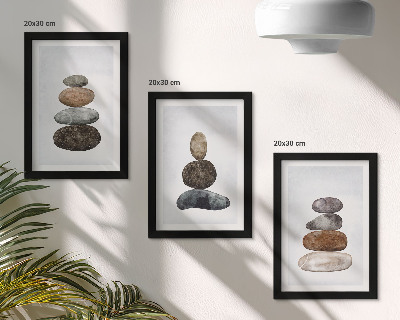 Bilderwand minimalistisches Boho-Gemälde mit Steinstapeln