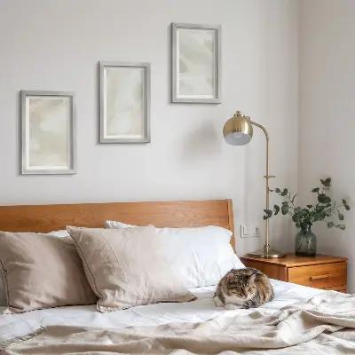 Bilderset mit Rahmen leuchtende abstrakte Farben im zarten Boho-Stil
