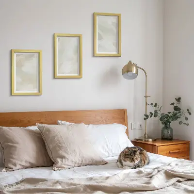 Bilderset mit Rahmen leuchtende abstrakte Farben im zarten Boho-Stil