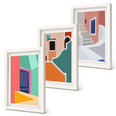 Fotowand Farbenfrohe Illustrationen von Gebäuden im modernen Stil