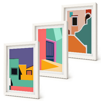 Bilderwand Farbenfrohe Illustrationen der Stadt im modernen Stil