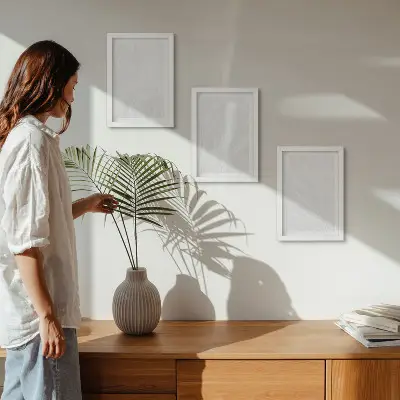 Bilderwand mit eleganter linearer Steinoptik in Marmor