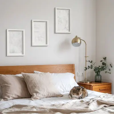 Fotowand mit weißen Punkten auf minimalistischem Leinwandhintergrund