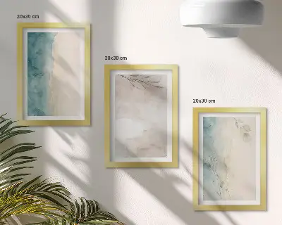 Bilderset mit Rahmen mit subtiler aquarellartiger Textur