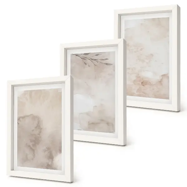 Bilderwand mit Textur von verschütteten Aquarellfarben im Boho-Stil