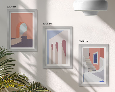 Bilderwand Illustrationen urbaner Architektur im minimalistischen Stil