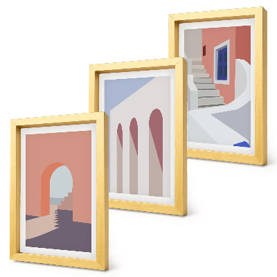 Bilderwand Illustrationen urbaner Architektur im minimalistischen Stil