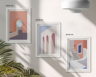 Bilderwand Illustrationen urbaner Architektur im minimalistischen Stil