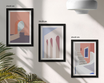 Bilderwand Illustrationen urbaner Architektur im minimalistischen Stil