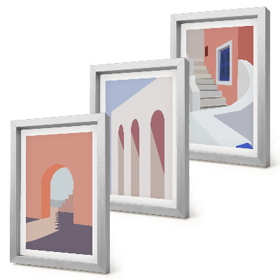 Bilderwand Illustrationen urbaner Architektur im minimalistischen Stil