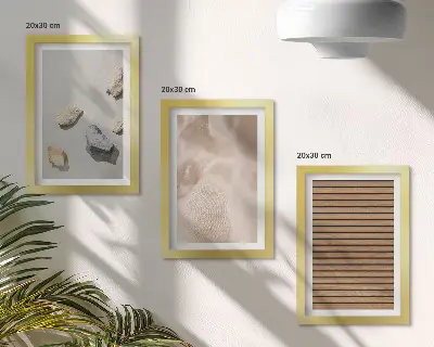 Bilderset mit Rahmen mit verschiedenen Texturen aus Stein, Holz und Stoff