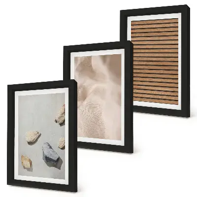 Bilderset mit Rahmen mit verschiedenen Texturen aus Stein, Holz und Stoff