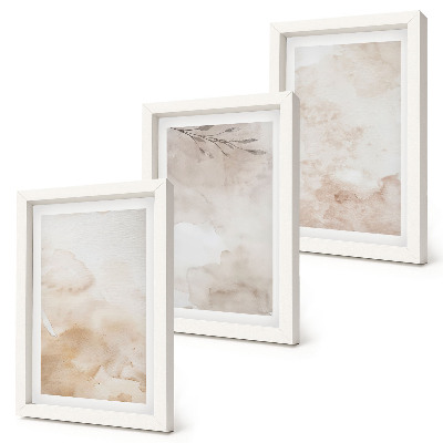 Bilderwand Aquarellflecken und Blätter in Pastellfarben
