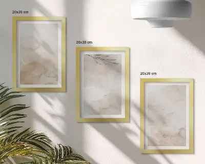Bilderwand mit Aquarellflecken und Blättern in Pastellfarben