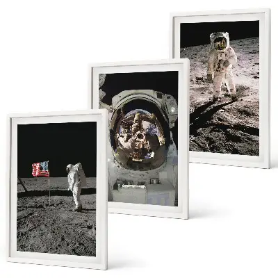 NASA Mondlandung Wandbilder Set mit drei Bildern inklusive Rahmen