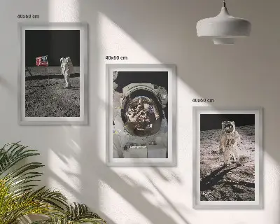 NASA Mondlandung Wandbilder Set mit drei Bildern inklusive Rahmen