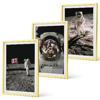 NASA Mondlandung Wandbilder Set mit drei Bildern inklusive Rahmen