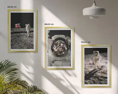 NASA Mondlandung Wandbilder Set mit drei Bildern inklusive Rahmen