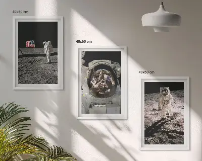 NASA Mondlandung Wandbilder Set mit drei Bildern inklusive Rahmen