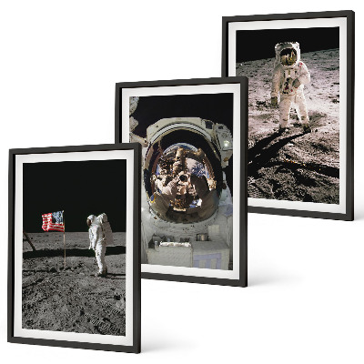 Bilder-3er-set mit rahmen NASA-Mondlandung